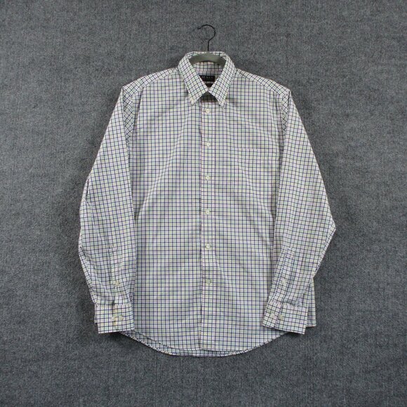 Ralph Lauren Shirt Mens L Blue Yellow Windowpane Plaid Button Down Stretch LRL - Picture 1 of 15